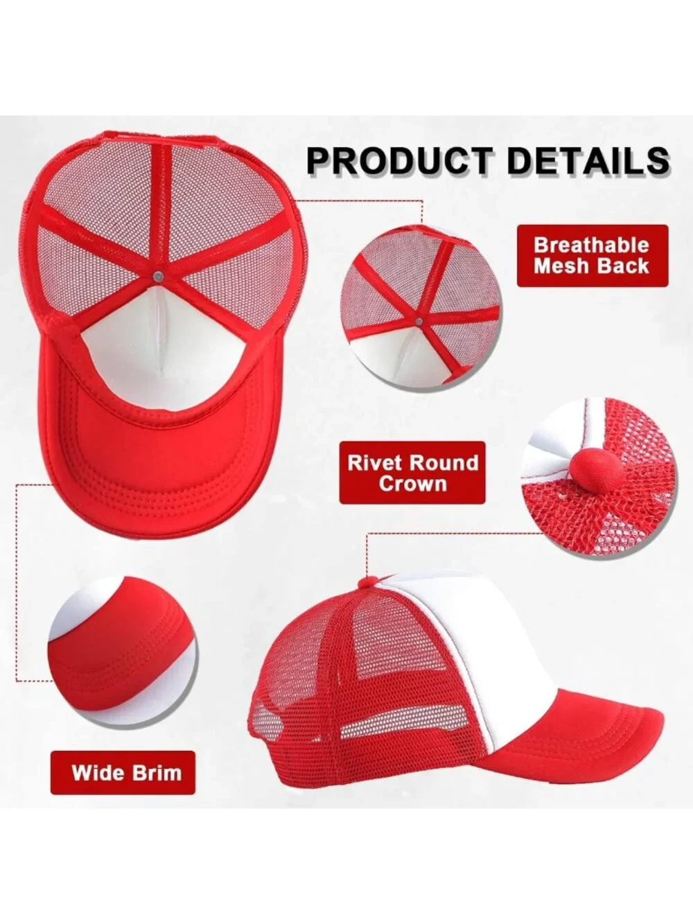 9 Pack Adjustable Trucker Hats - Sublimation Blanks Baseball Caps for All Ages